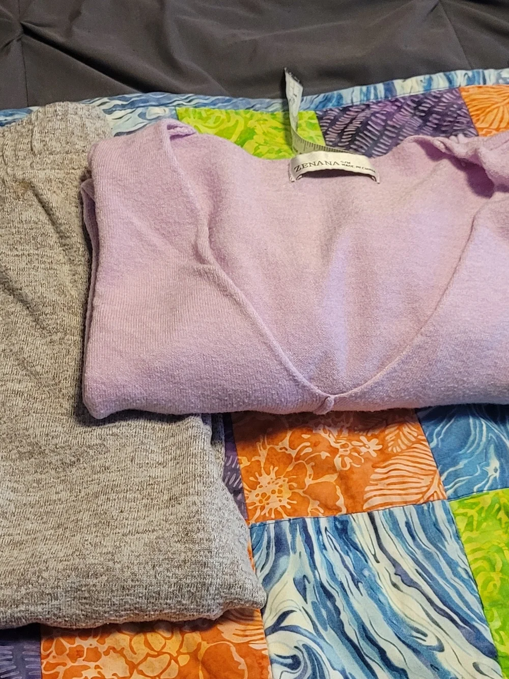 Zenana Outfitters Lavender V-Neck Sweater - Soft Lilac Gray Flare LOUNGE PANTS